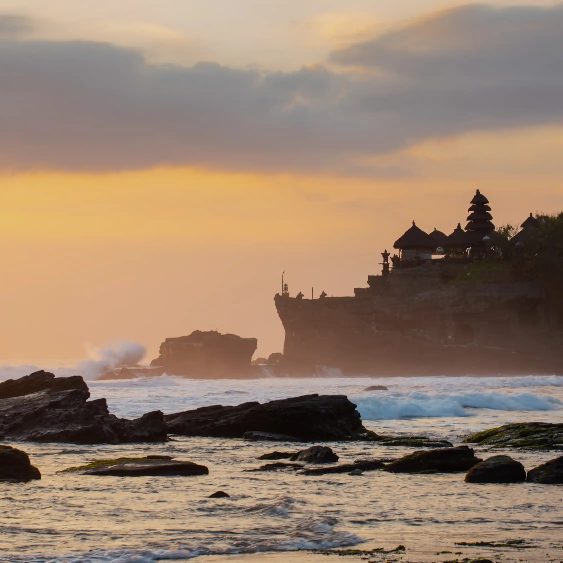 Bali coastal temple at sunset