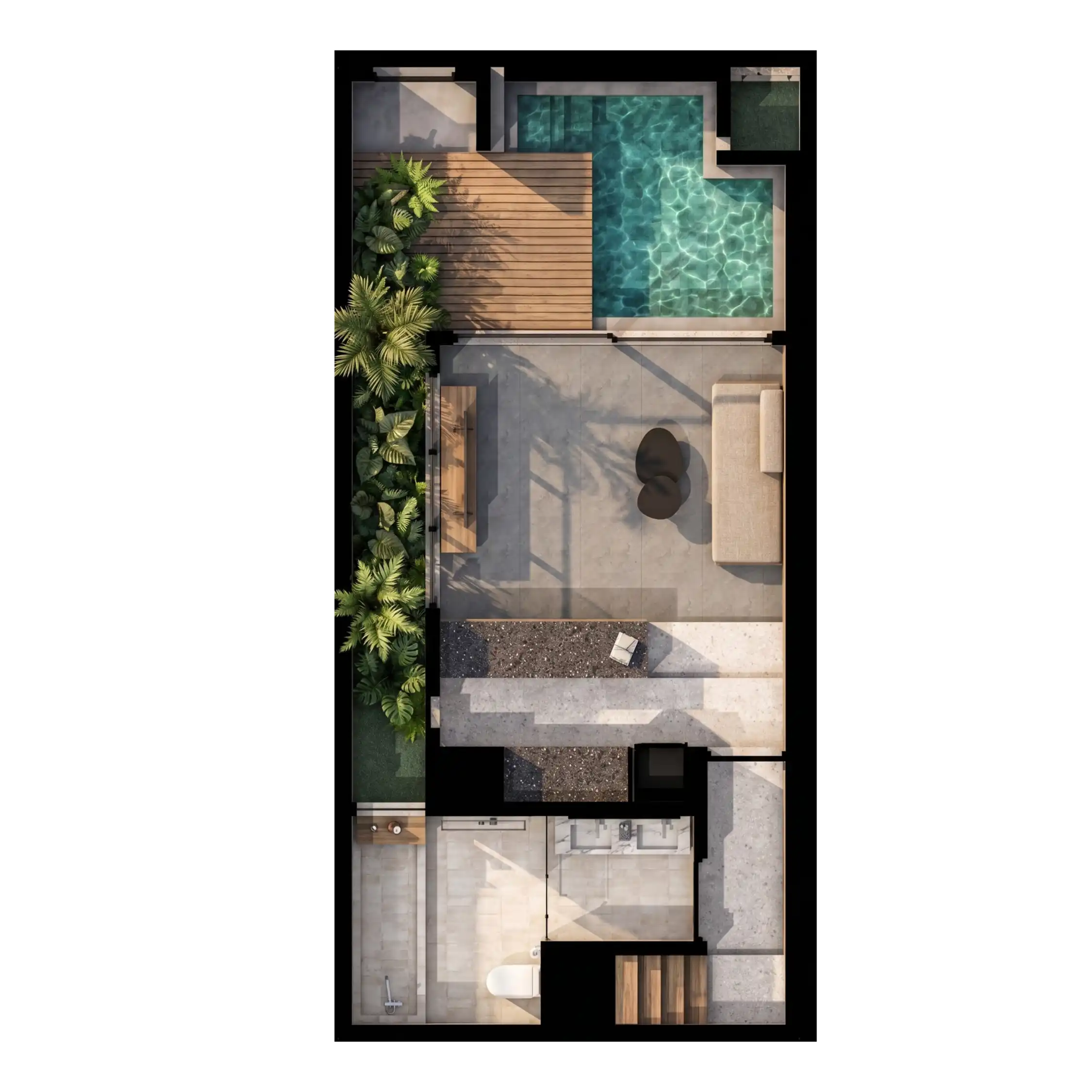 Ground floor layout — 1 Bedroom