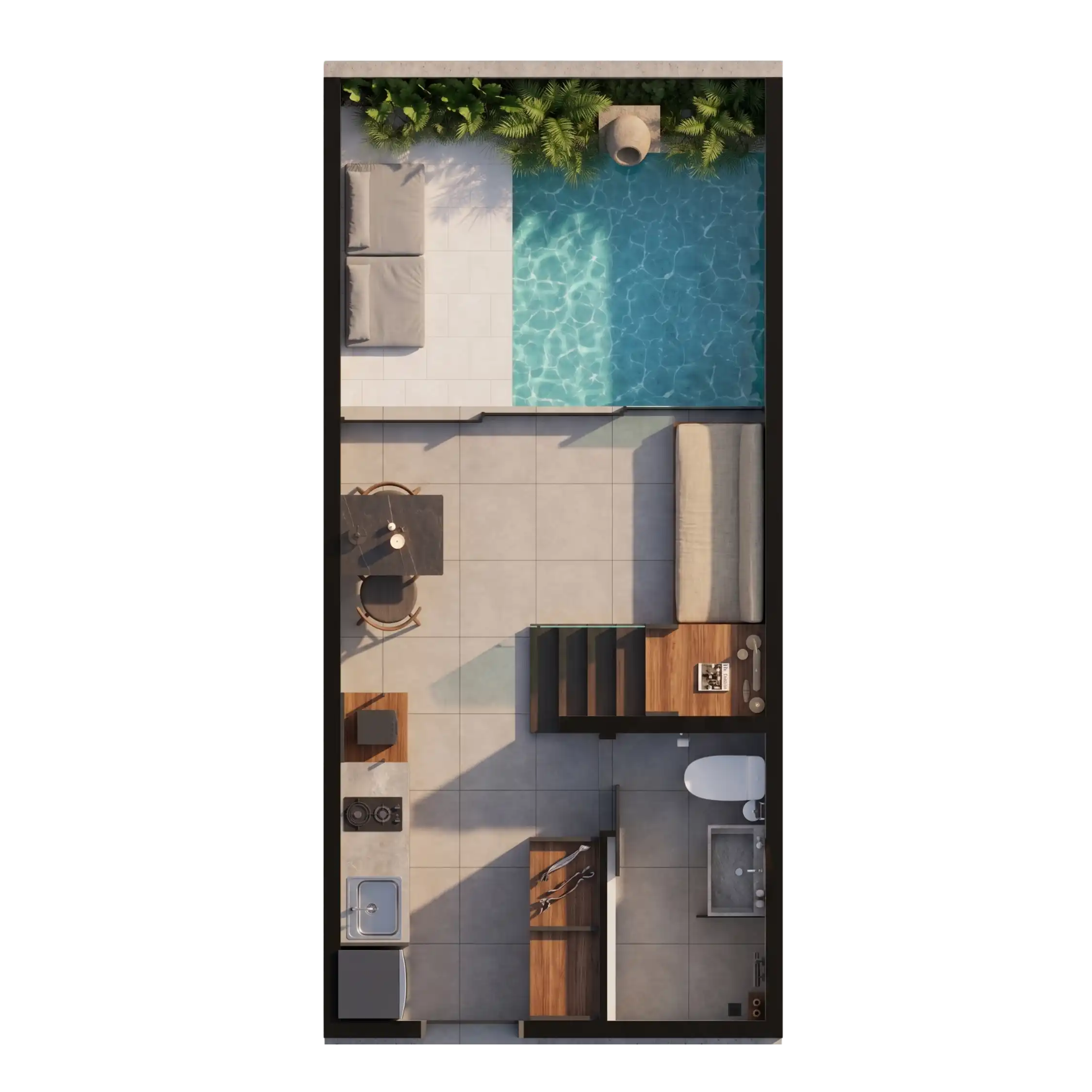 Ground floor layout — 1 Bedroom