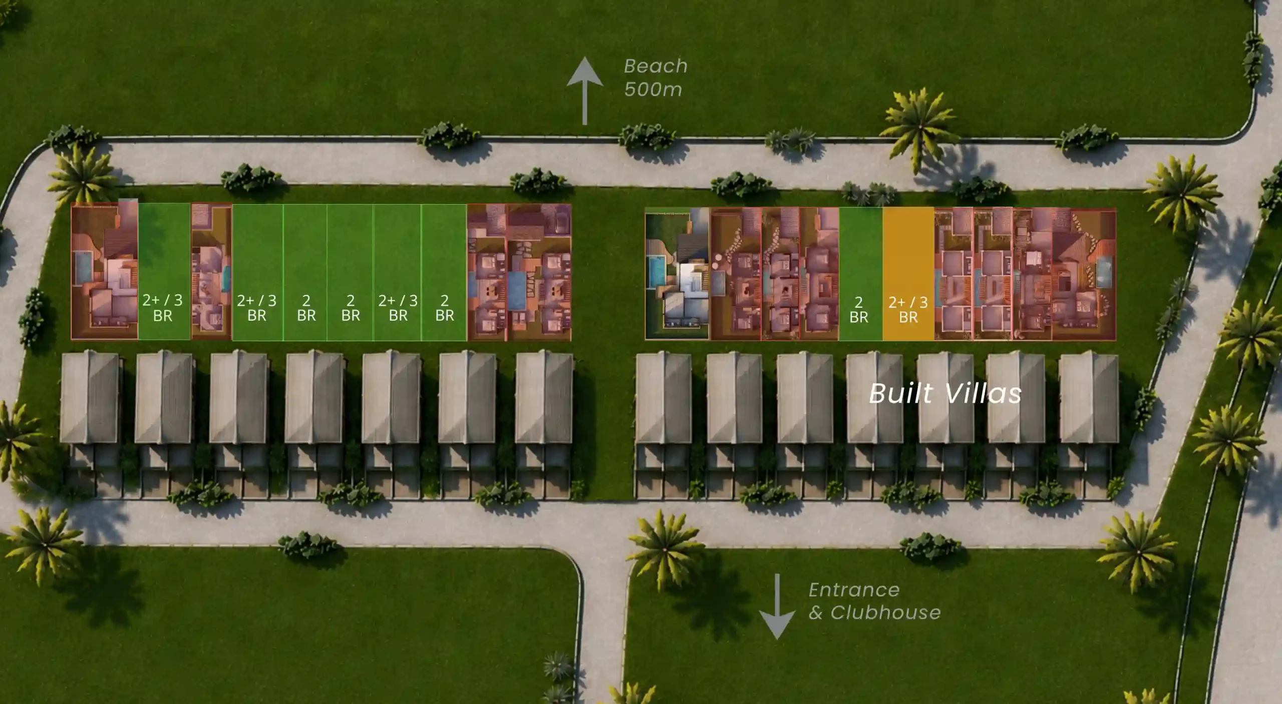 Vasana masterplan showing available and sold villas
